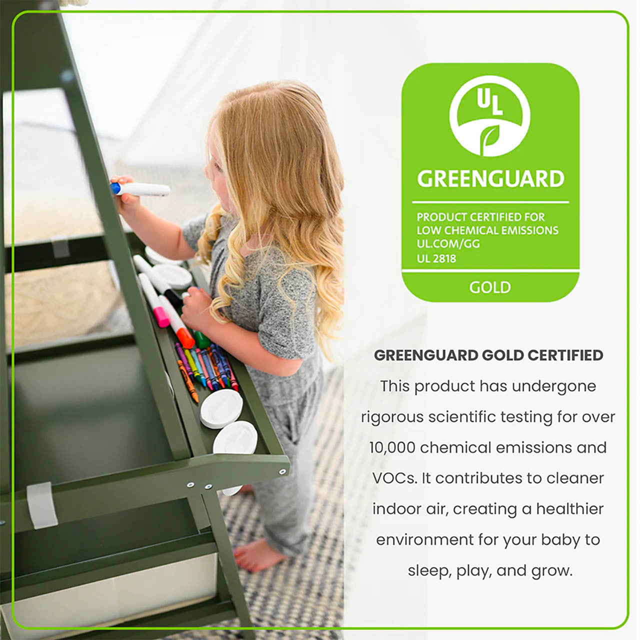 Little Partners Deluxe Learn and Play Art Center - Olive Green- Bambi Baby