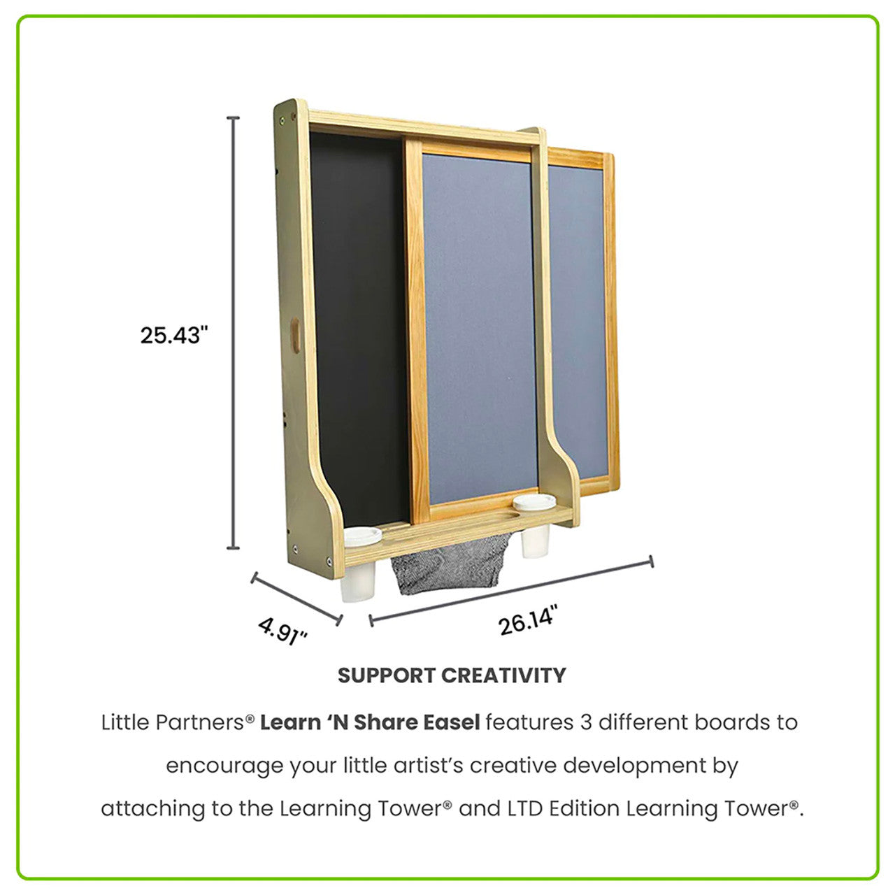 Little Partners Learn and Share Easel - for Original and LTD Learning Towers - Natural- Bambi Baby