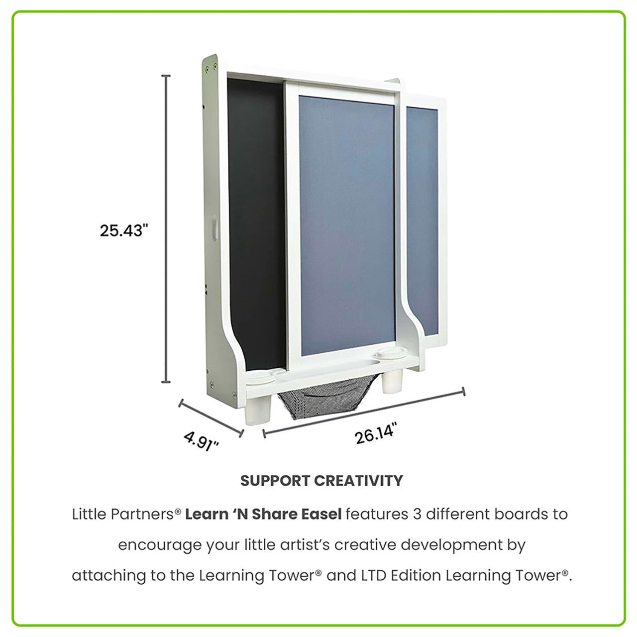 Little Partners Learn and Share Easel - for Original and LTD Learning Towers - Soft White- Bambi Baby