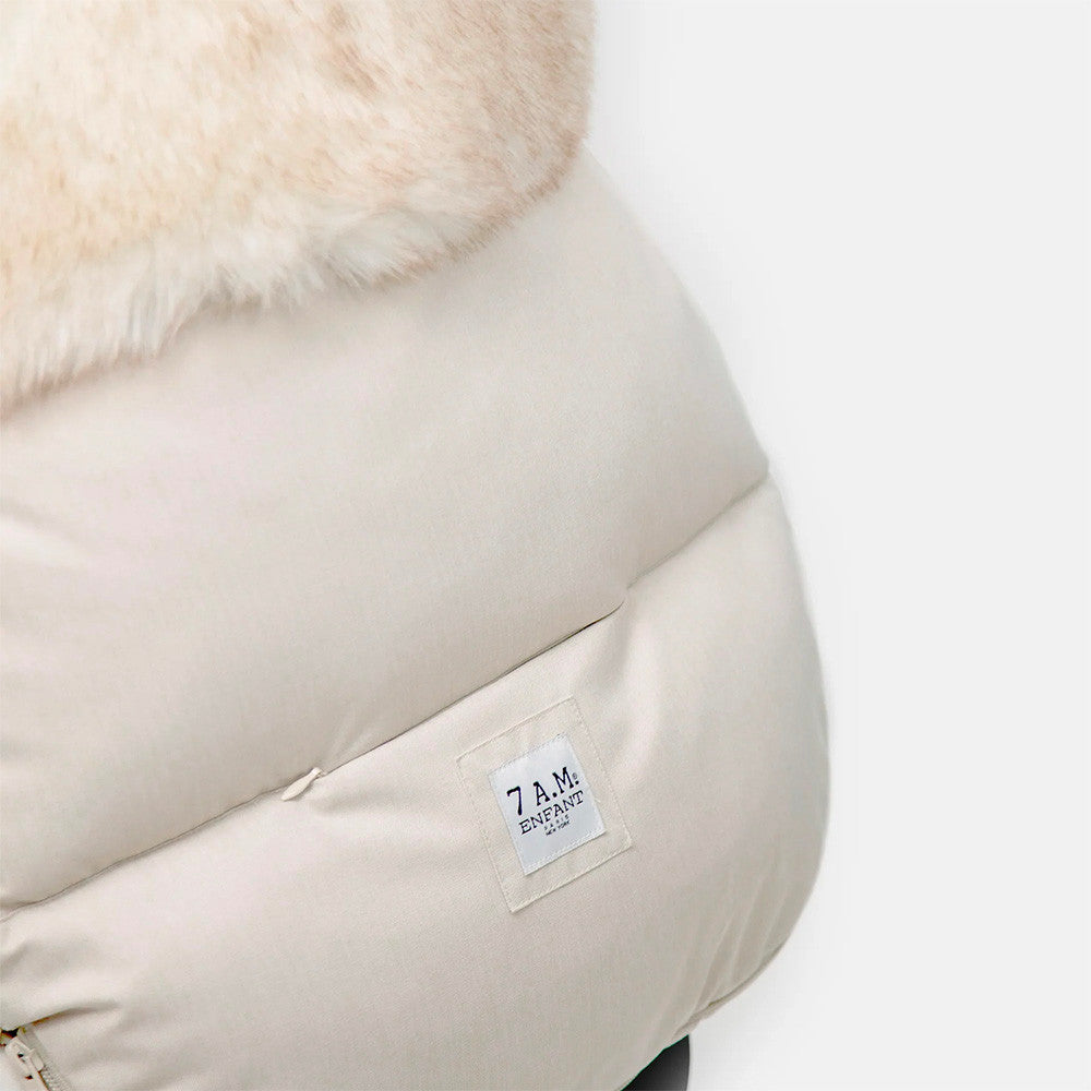 7AM Enfant Tundra TundraPOD in White Fur & Beige Heather- Bambi Baby