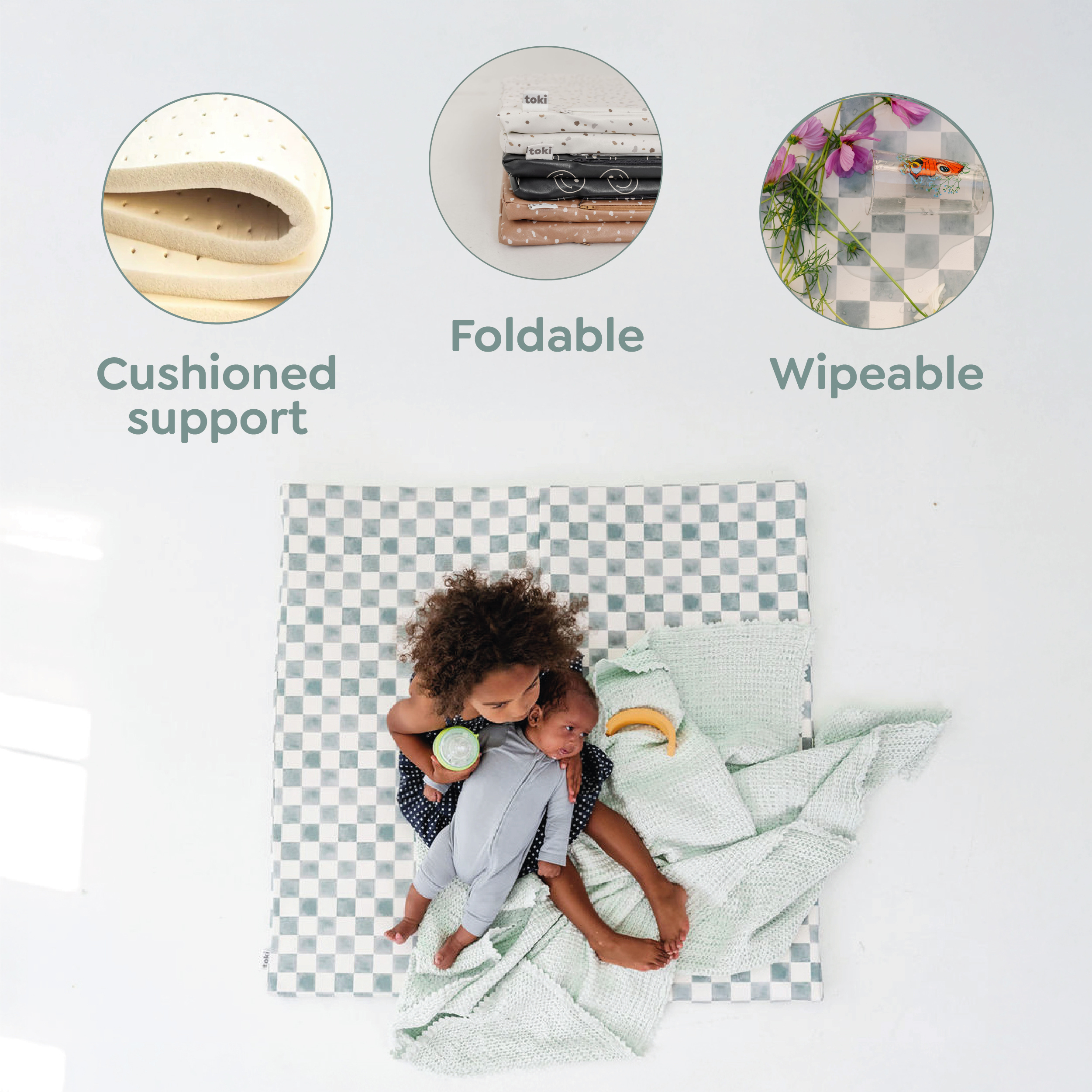 Toki Kids Terrazzo Slate Vegan Leather Mat- Bambi Baby