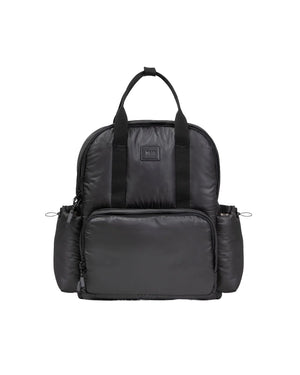 Black Nylon 7AM Enfant Sydney Diaper Backpack - Front View | Bambi Baby