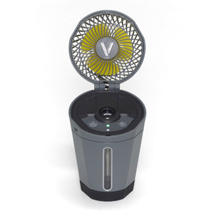 Grey Veer Misting Fan with Water Tank - Front View Open | Bambi Baby