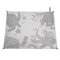 Grey Ocean Life Sand Mat with Sea Turtle Octopus Design - Flat View | Bambi Baby