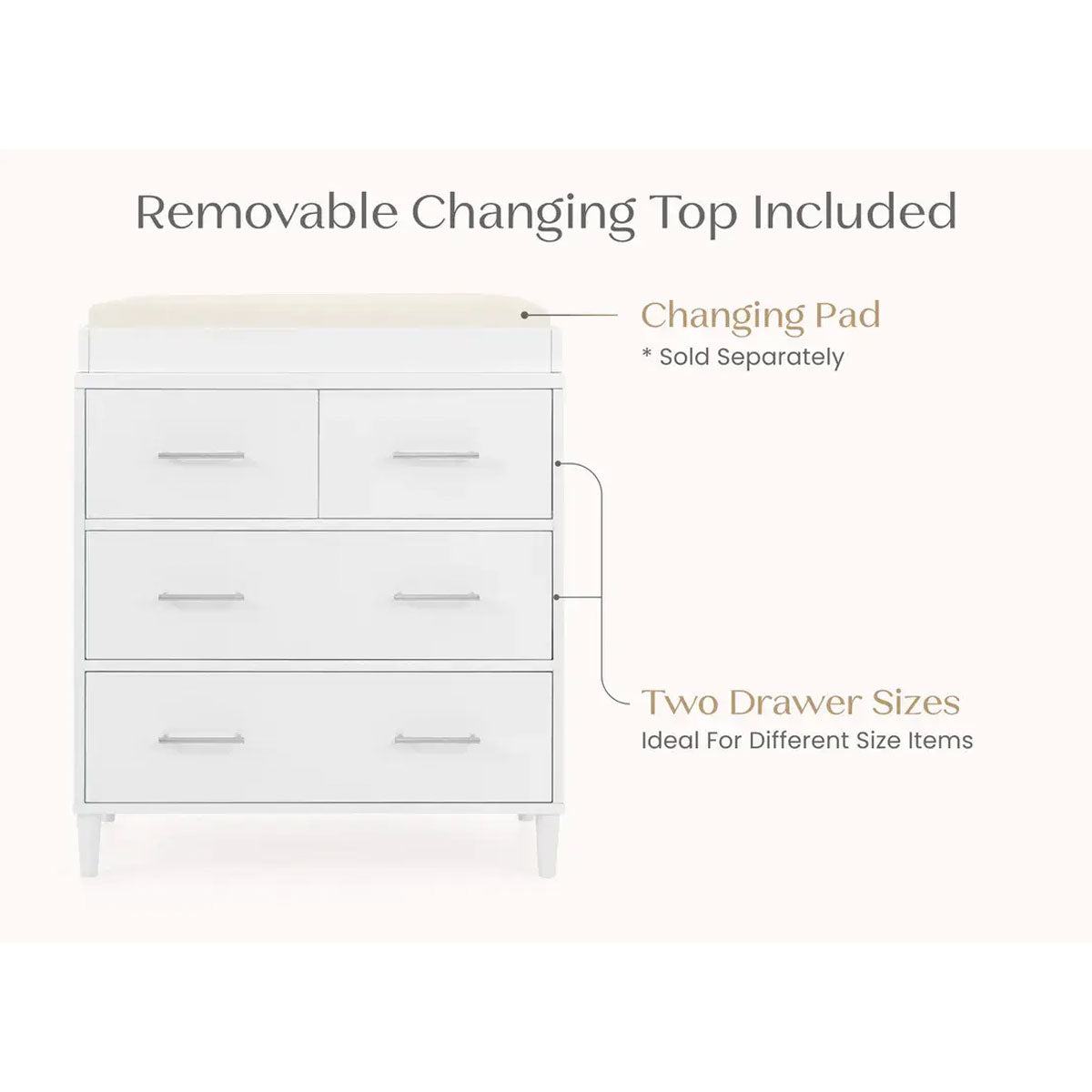 Delta Children Classic 4 Drawer Dresser with Changing Top- Bambi Baby