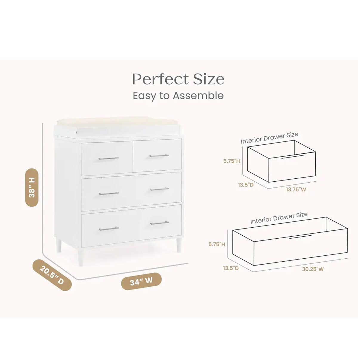 Delta Children Classic 4 Drawer Dresser with Changing Top- Bambi Baby
