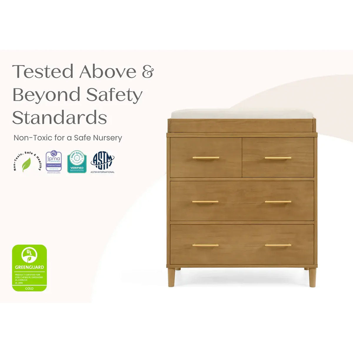 greenguard gold certified nursery dresser Delta Children Classic 4 Drawer Changing Top Delta children