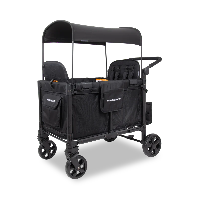 WonderFold W4 Elite Pro 4 Seater Stroller Wagon - Jet Black