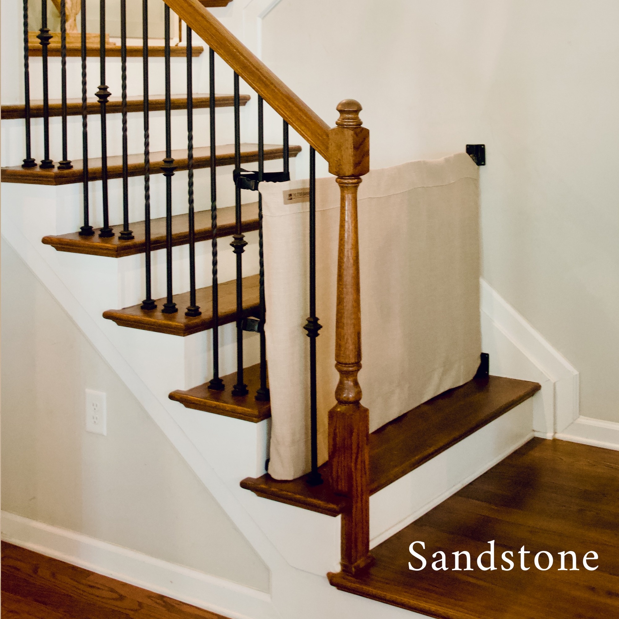 The Stair Barrier Wall-to-Banister (WB) Fabric Safety Gate- Bambi Baby