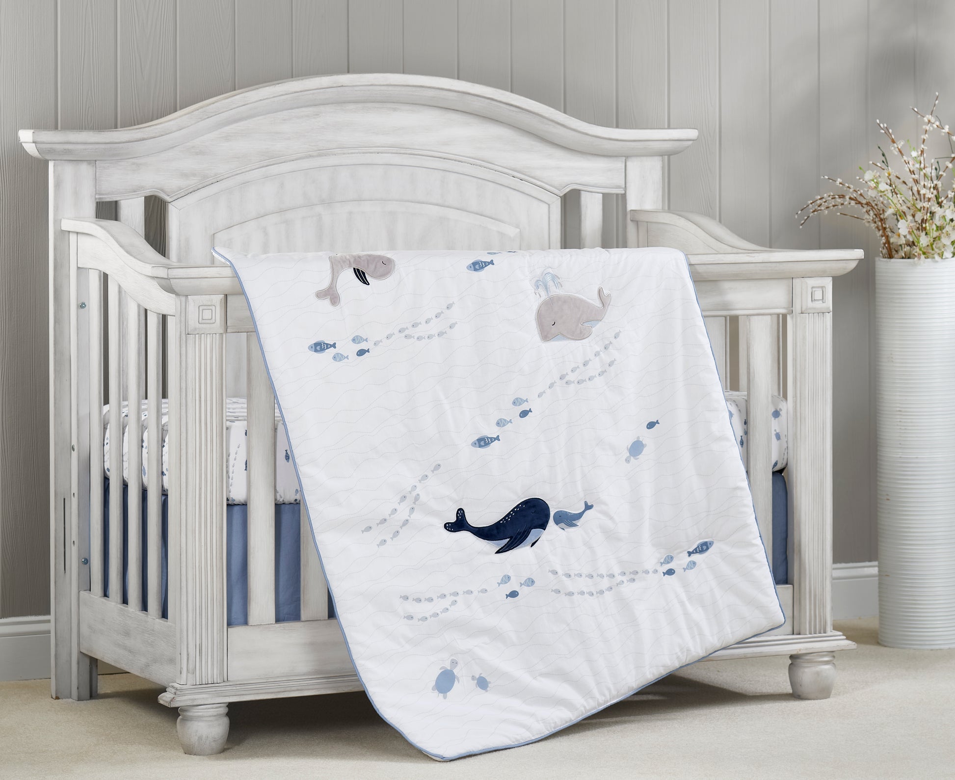 Oxford Baby Whale of a Time 3 pc Baby Crib Nursery Bedding Set- Bambi Baby