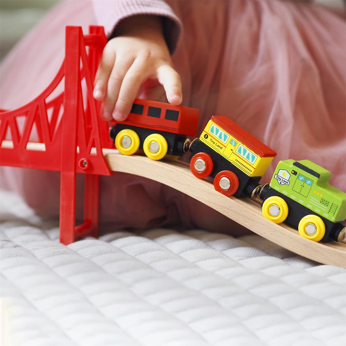 Tiny Land® Wooden Train Set 110 Pcs- Bambi Baby