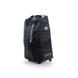 Black Nylon Bumbleride Indie Travel Bag with Wheels & Carry Handles - 3/4 Front View | Bambi Baby