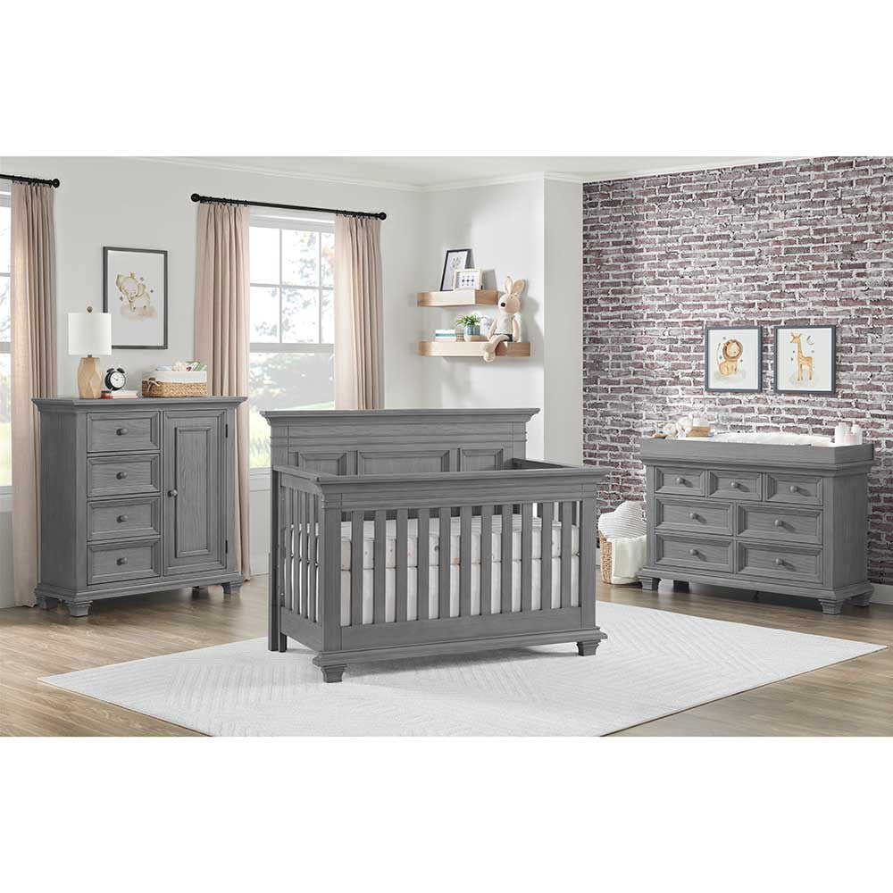 Oxford Baby Weston 4 In 1 Convertible Crib Dusk Gray- Bambi Baby