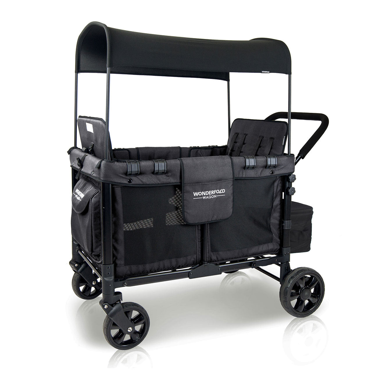 Wonderfold W4 OG Quad Stroller Wagon in Volcanic Black- Bambi Baby