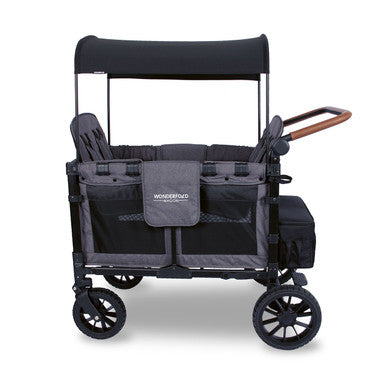 Wonderfold W4 LUXE Quad Stroller Wagon in Charcoal Gray with Black Frame- Bambi Baby