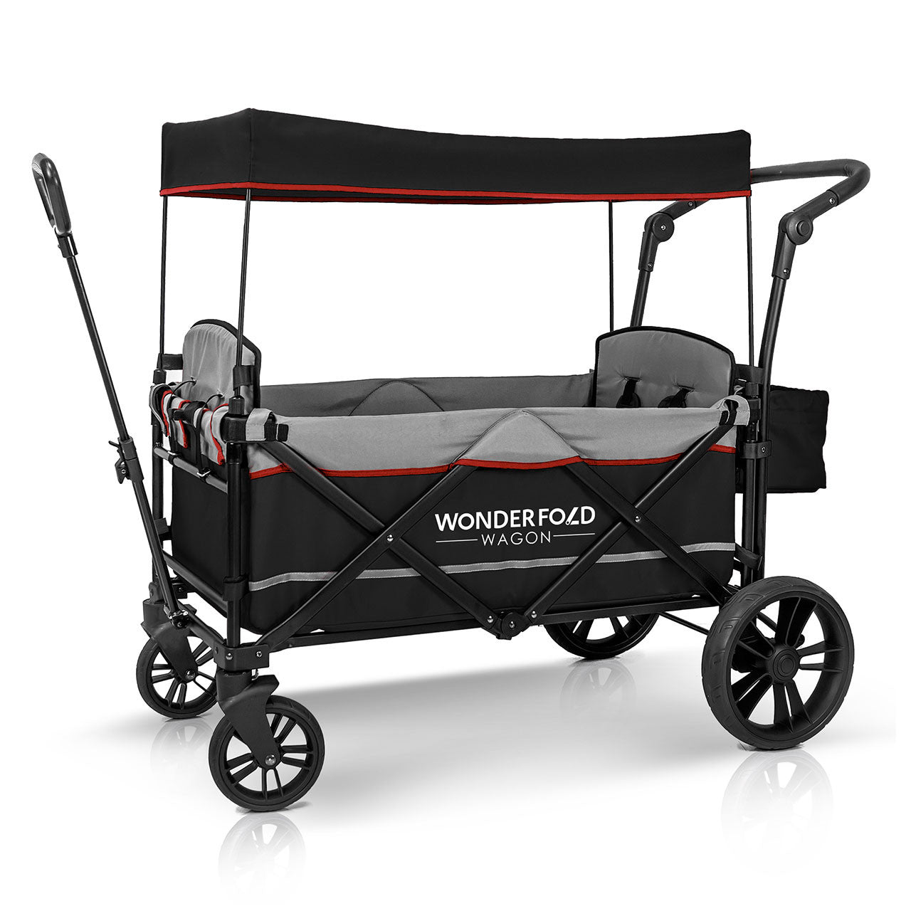 Wonderfold X2 Push & Pull Double Stroller Wagon in Pitch Black- Bambi Baby