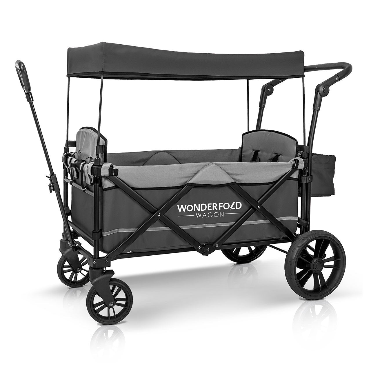 Wonderfold X2 Push & Pull Double Stroller Wagon in Stone Gray- Bambi Baby