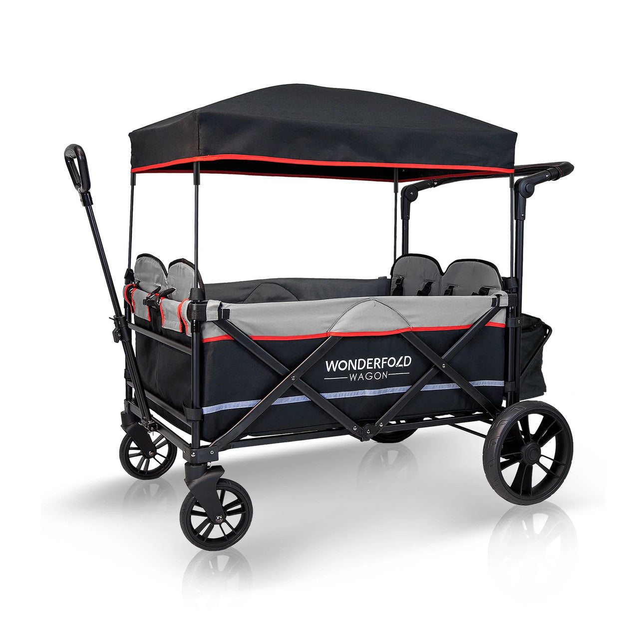 Wonderfold X4 Push & Pull Quad Stroller Wagon in Pitch Black- Bambi Baby