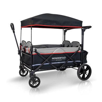 Wonderfold X4 Push & Pull Quad Stroller Wagon in Pitch Black- Bambi Baby