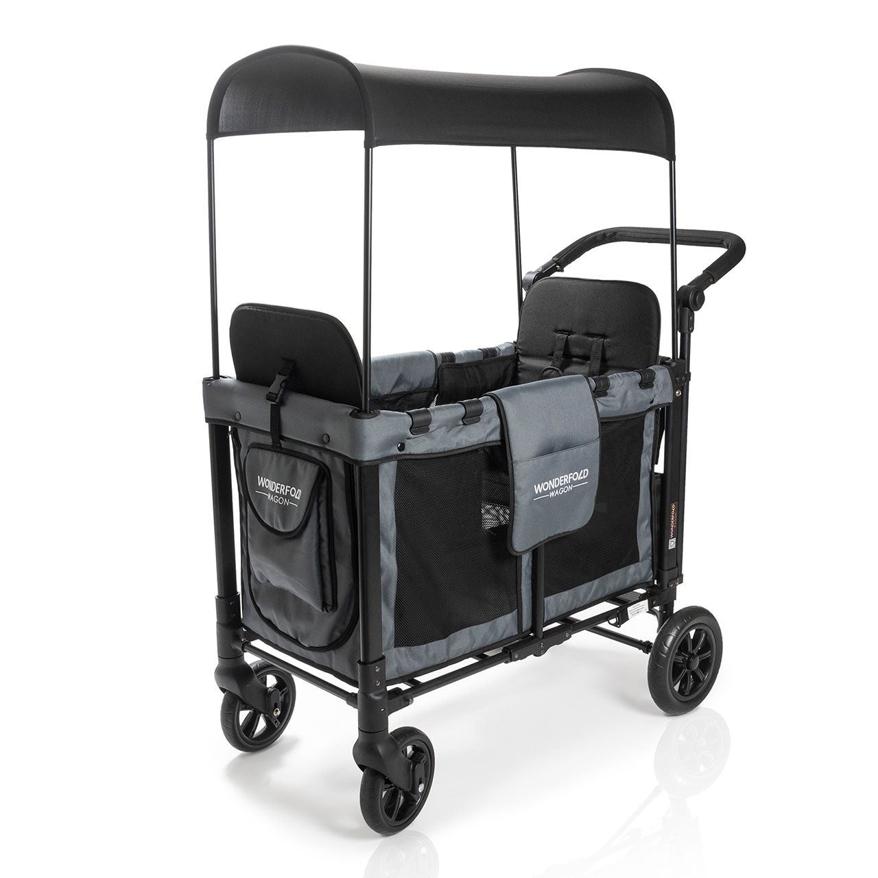 Wonderfold W4 Elite Quad Stroller Wagon in Charcoal Gray - Bambi Baby