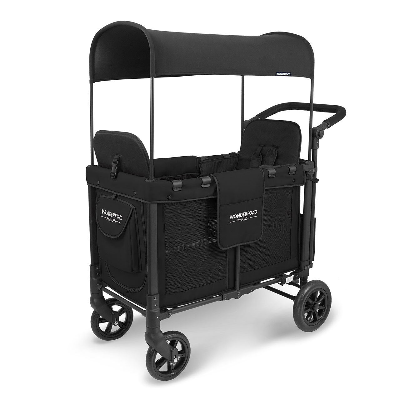 Wonderfold W2 Elite Double Stroller Wagon in Volcanic Black- Bambi Baby