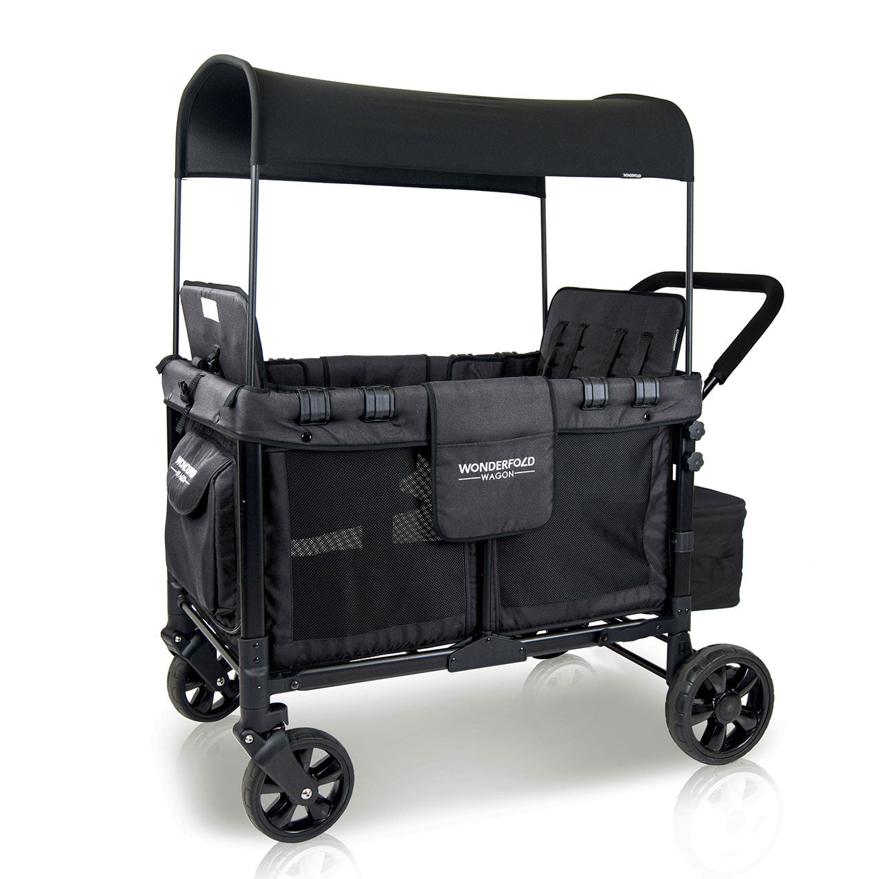 Wonderfold W4 Elite Quad Stroller Wagon in Volcanic Black- Bambi Baby