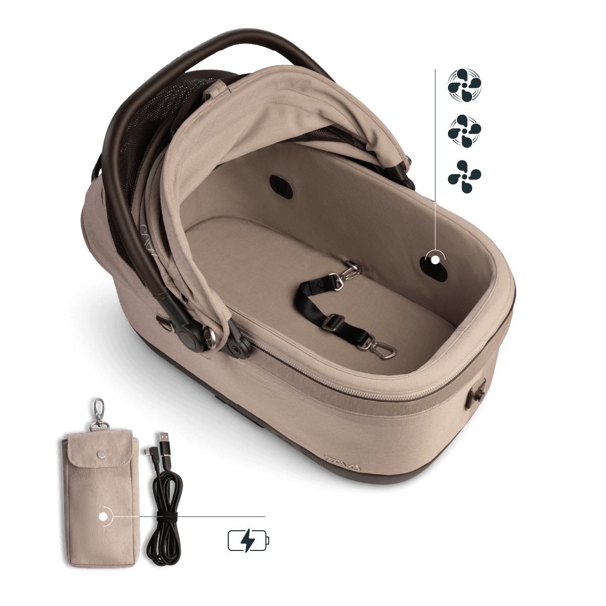 Tavo Maeve™  iso6X Wind + Roscoe Trek Stroller Black- Bambi Baby