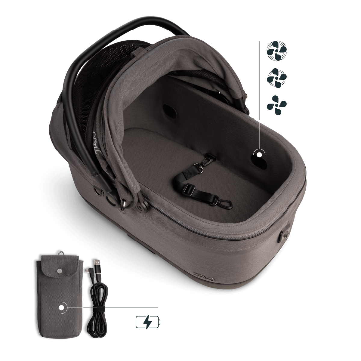 Tavo Maeve™  iso6X Wind + Roscoe Trek Stroller Black- Bambi Baby