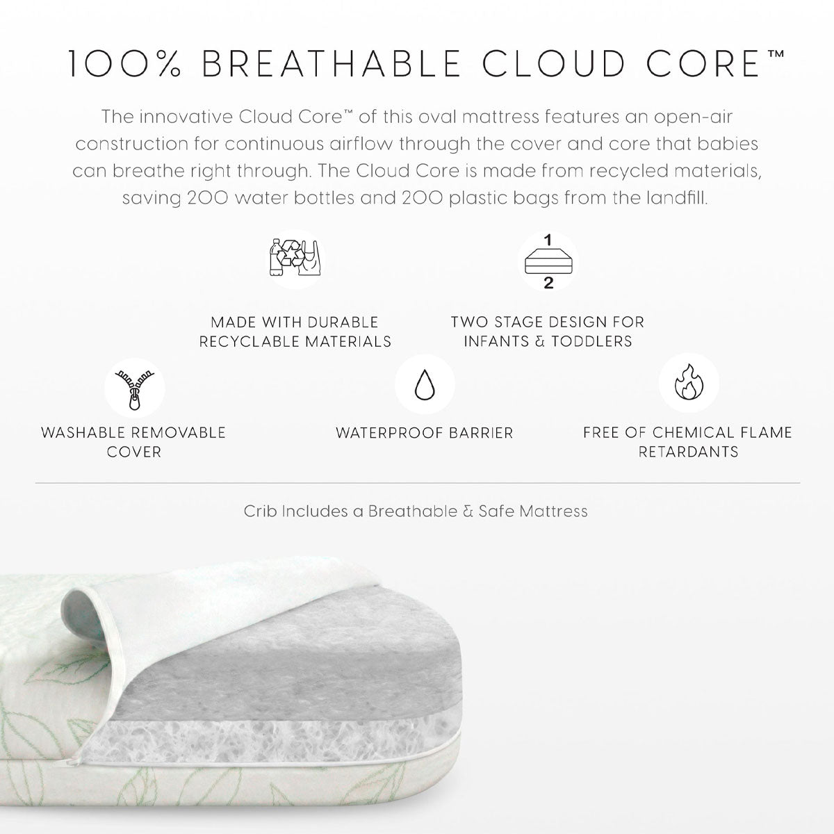 Bellini Provence 4-in-1 Oval Convertible Crib & Breathable Luxury Mattress- Bambi Baby