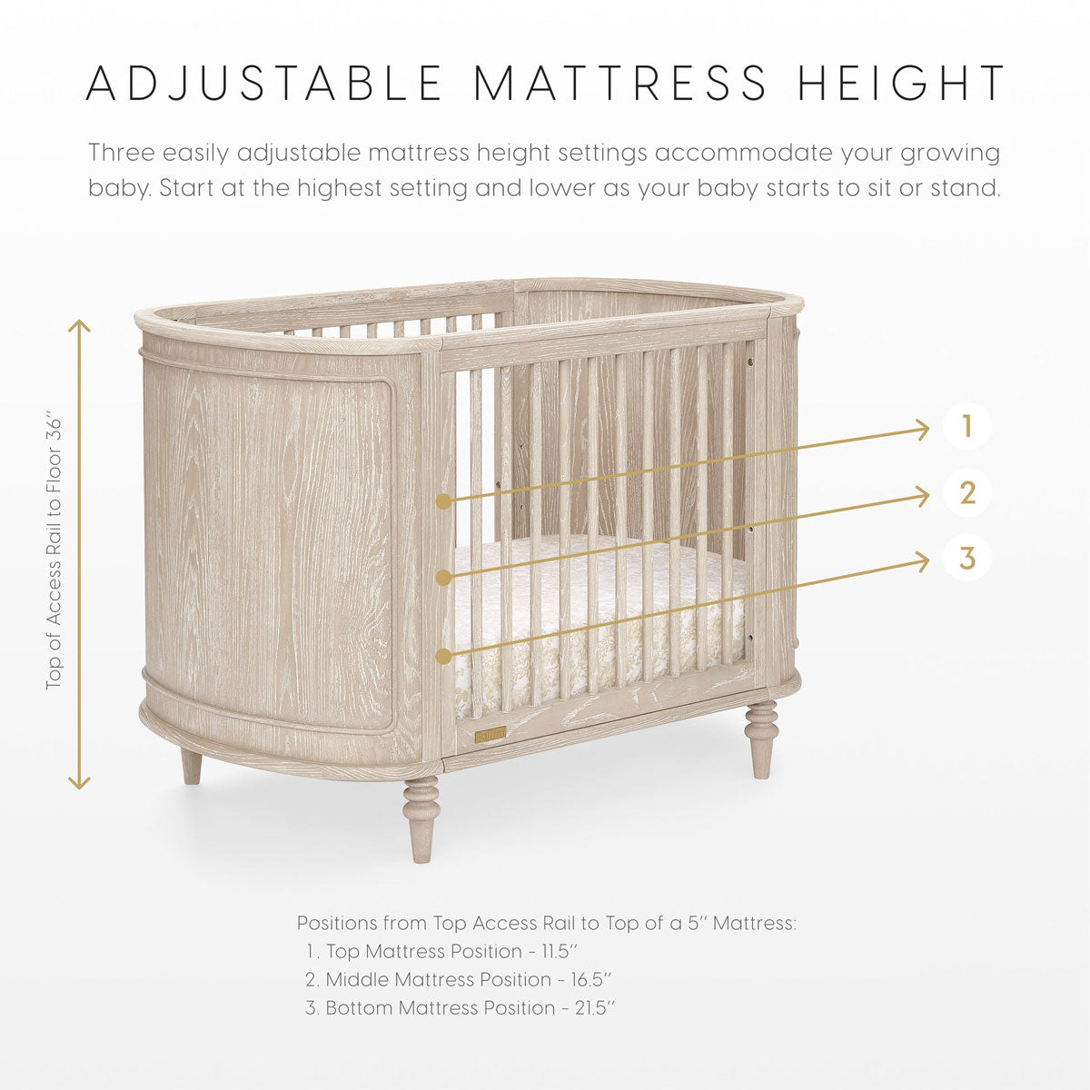 Bellini Provence 4-in-1 Oval Convertible Crib & Breathable Luxury Mattress- Bambi Baby