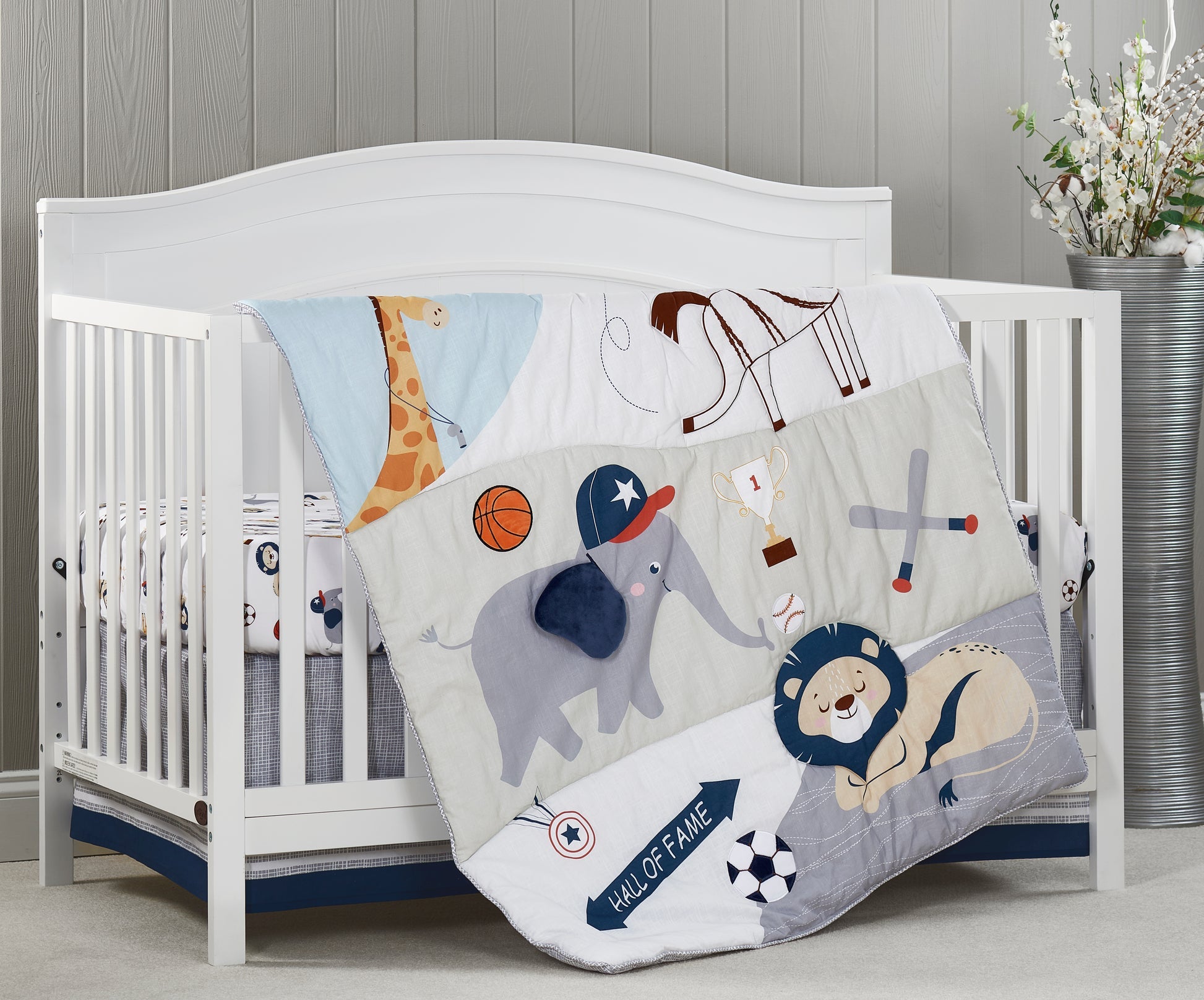 Oxford Baby Zoo Sports 3 pc Baby Crib Nursery Bedding Set- Bambi Baby