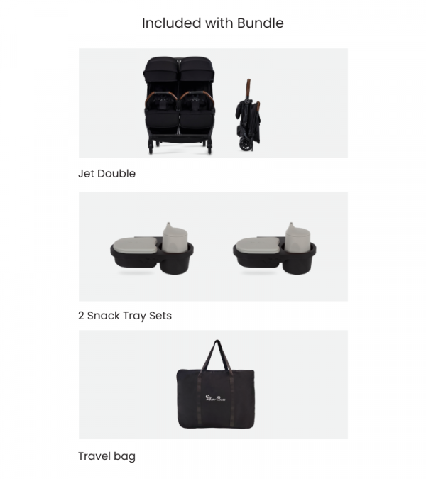 Silver Cross Jet Double Stroller Accessory Bundle - Black- Bambi Baby