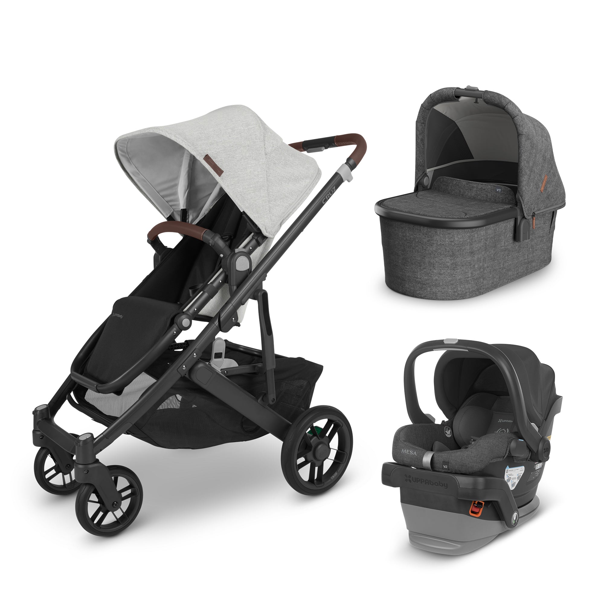 UPPAbaby Cruz From Birth Complete Travel System (Stroller + Mesa V2 Infant Car Seat + Bassinet V3)- Bambi Baby