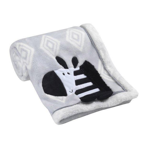 Mantas de diseño Lambs &amp; Ivy, manta con apliques - Cebra- Bambi Baby