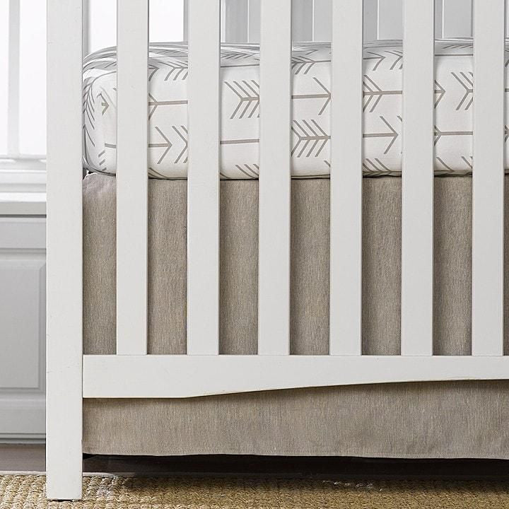 Liz and Roo Flax Crib Skirt 16" Drop in Linen- Bambi Baby
