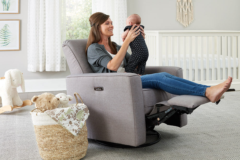 Westwood Aspen Swivel and Power Reclining Glider in Sand- Bambi Baby