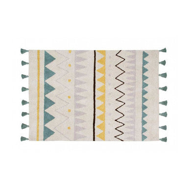 Lorena Canals Azteca Rug in Natural/Vintage Blue- Bambi Baby