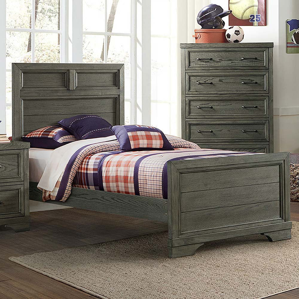 Westwood Foundry Youth Furn Complete Twin (HB,FB,RS) em estanho escovado- Bambi Baby