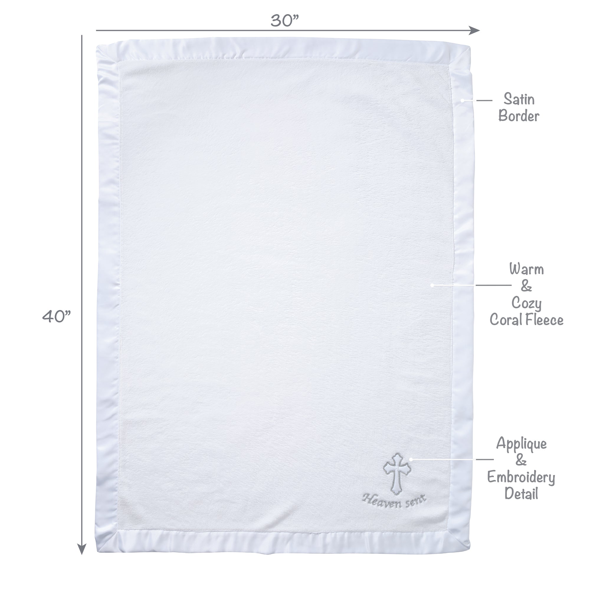 Lambs & Ivy Heaven Sent Baptism/Christening Baby Blanket- Bambi Baby
