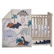 Lambs & Ivy Dino-Might 3-Piece Crib Bedding Set - Blue/Gray - Bambi Baby
