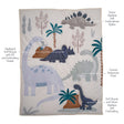 Lambs & Ivy Dino-Might 3-Piece Crib Bedding Set - Blue/Gray - Bambi Baby