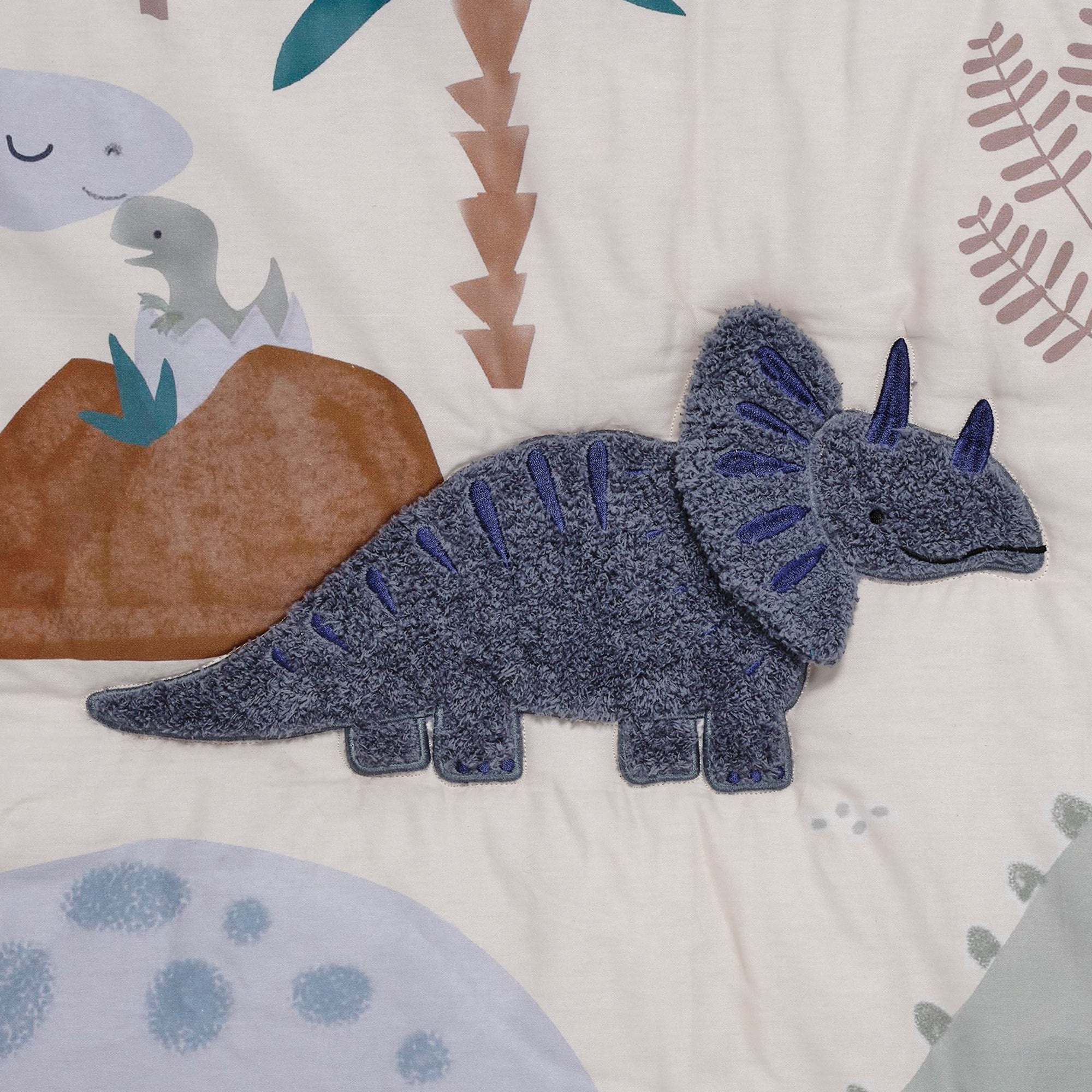 Lambs & Ivy Dino-Might 3-Piece Crib Bedding Set - Blue/Gray- Bambi Baby