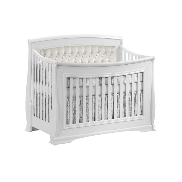 Natart Bella Convertible Crib in Pure White with White Tufted Panel- Bambi Baby