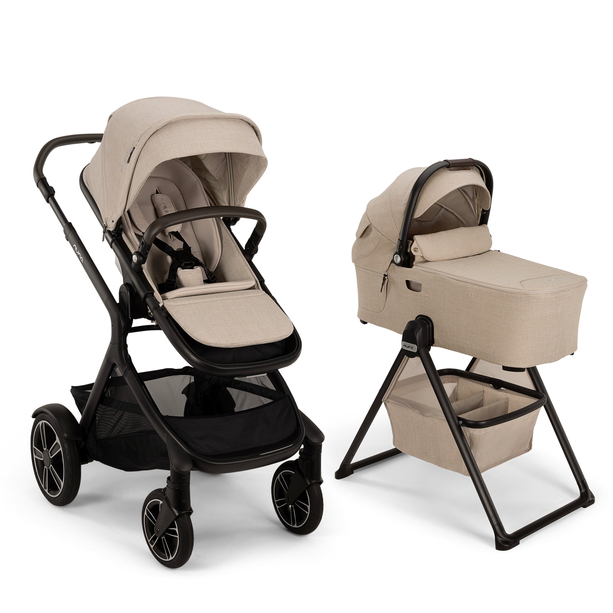 Nuna DEMI Next + Rider Board Stroller + DEMI Next Bassinet + Stand Stroller Bundle- Bambi Baby