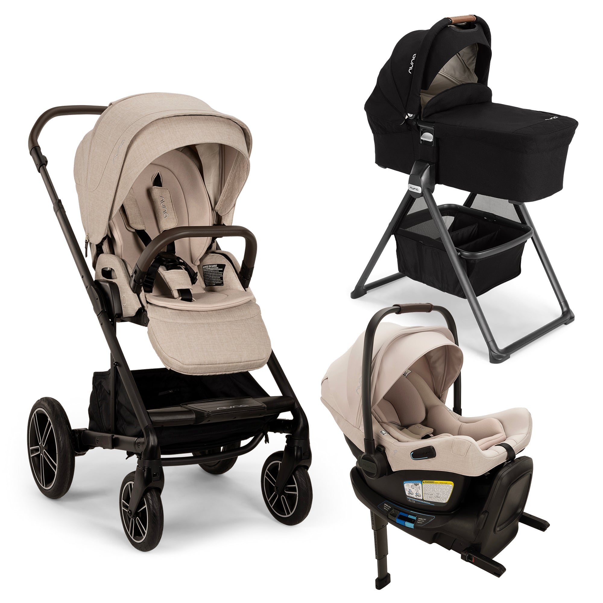 Nuna Mixx Next Stroller + Pipa Aire RX Infant Car Seat + Mixx Series Bassinet + Stand- Bambi Baby