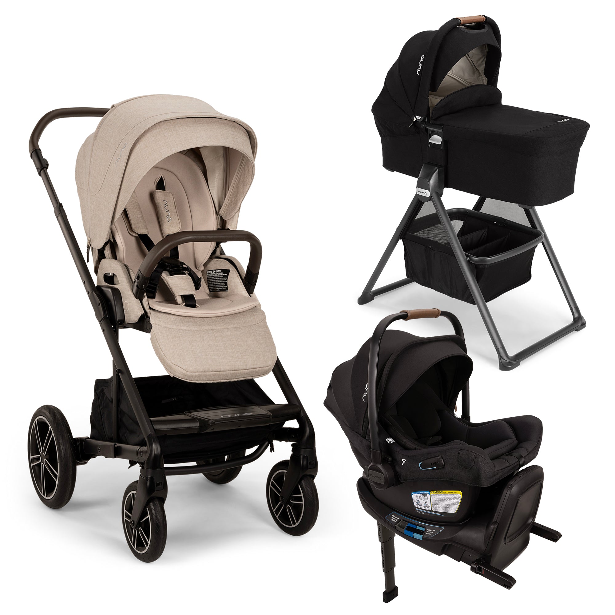 Cochecito Nuna Mixx Next + Silla de auto infantil Pipa Aire RX + Moisés Mixx Series + Soporte- Bambi Baby