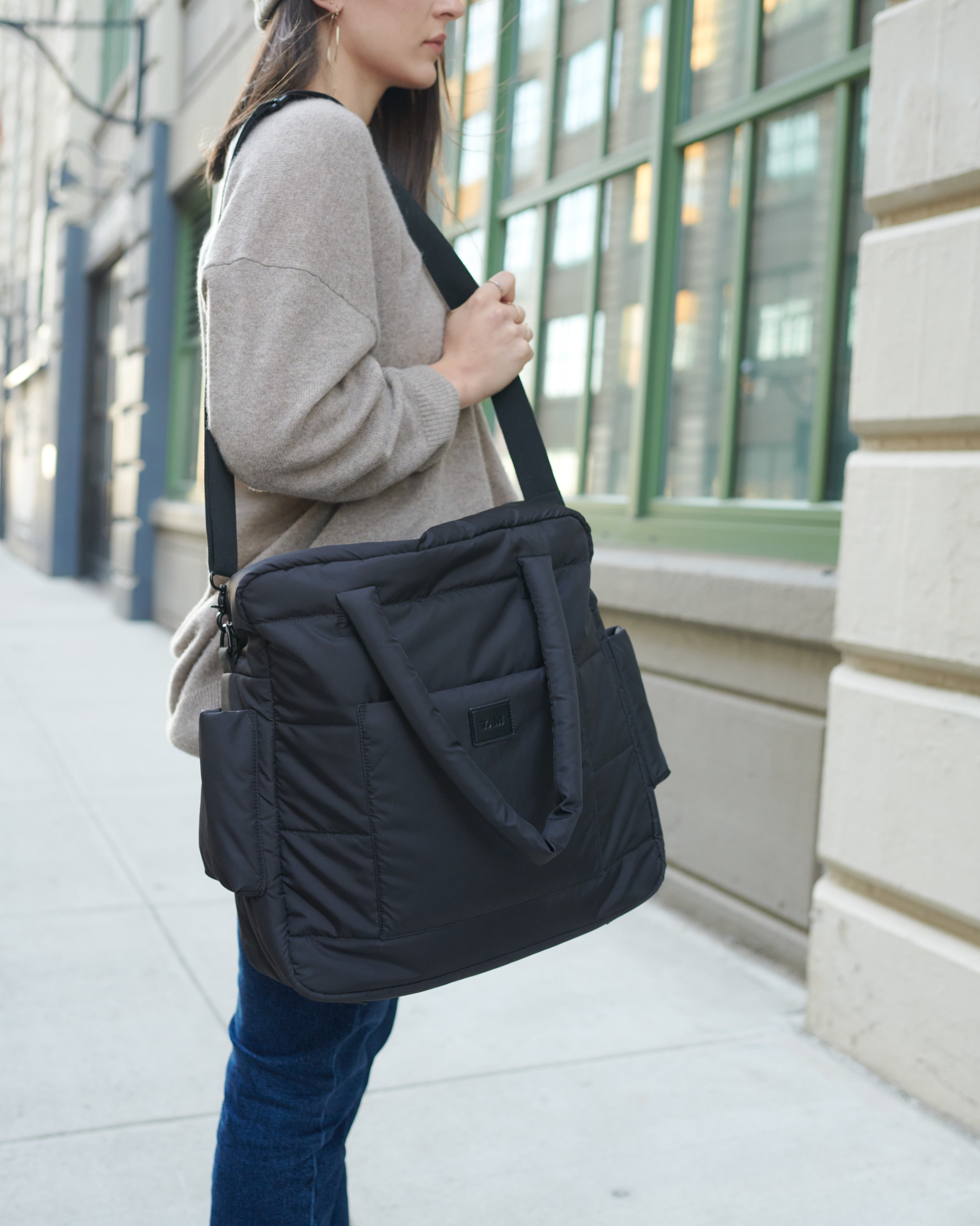 7AM Enfant Plaza Weekend Diaper Bag - Black- Bambi Baby