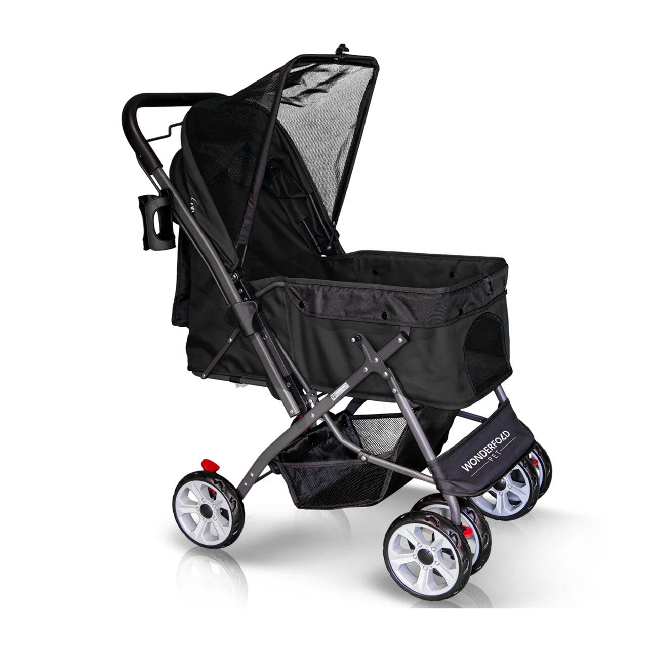 Wonderfold Pet Stroller Zipperless Entry & Reversible Handle in Aqua Blue- Bambi Baby