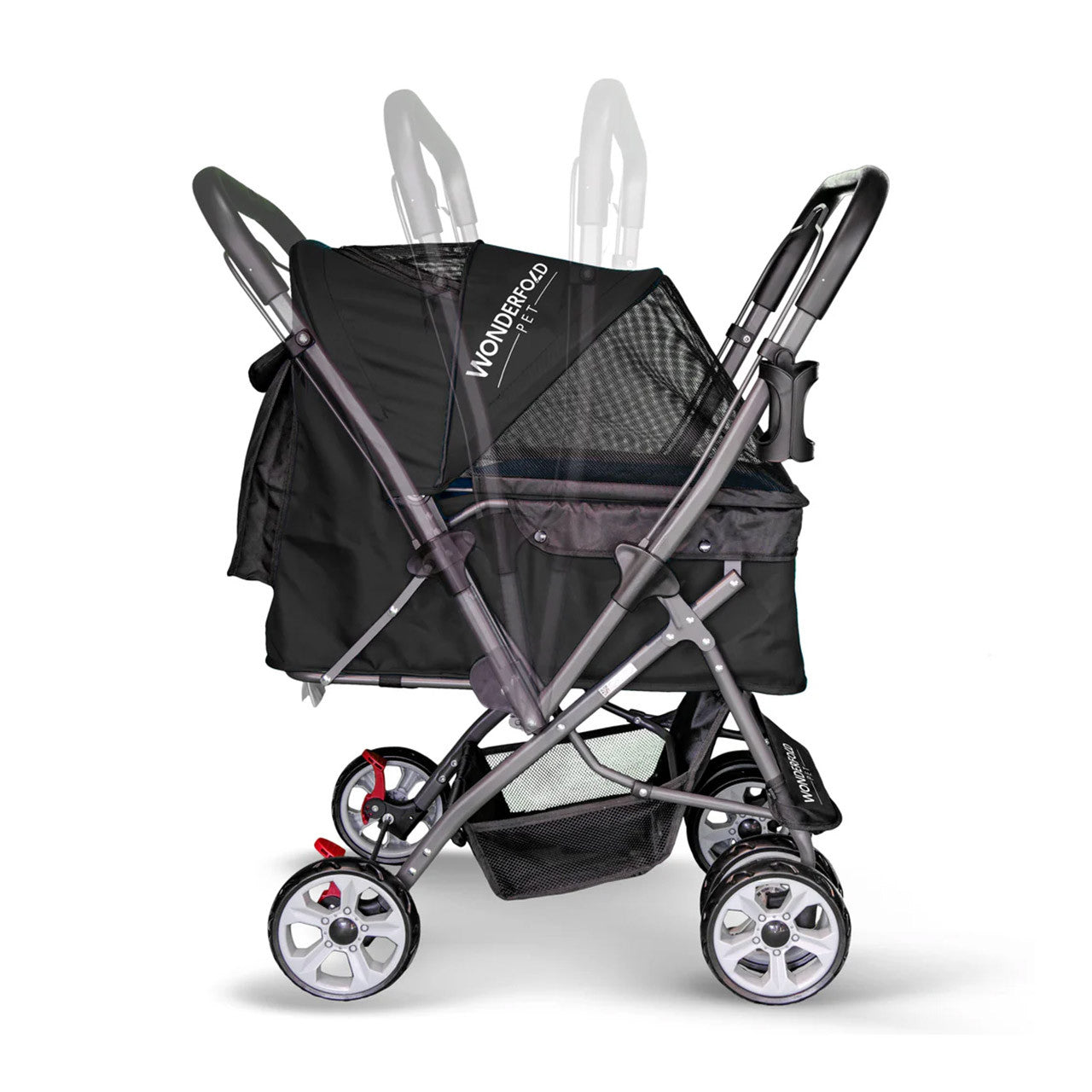 Wonderfold Pet Stroller Zipperless Entry & Reversible Handle in Aqua Blue- Bambi Baby