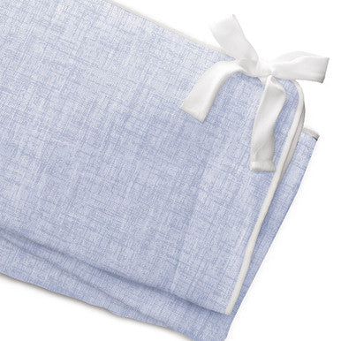 Liz and Roo Light Blue Linen Crib Rail Cover (White Trim)- Bambi Baby